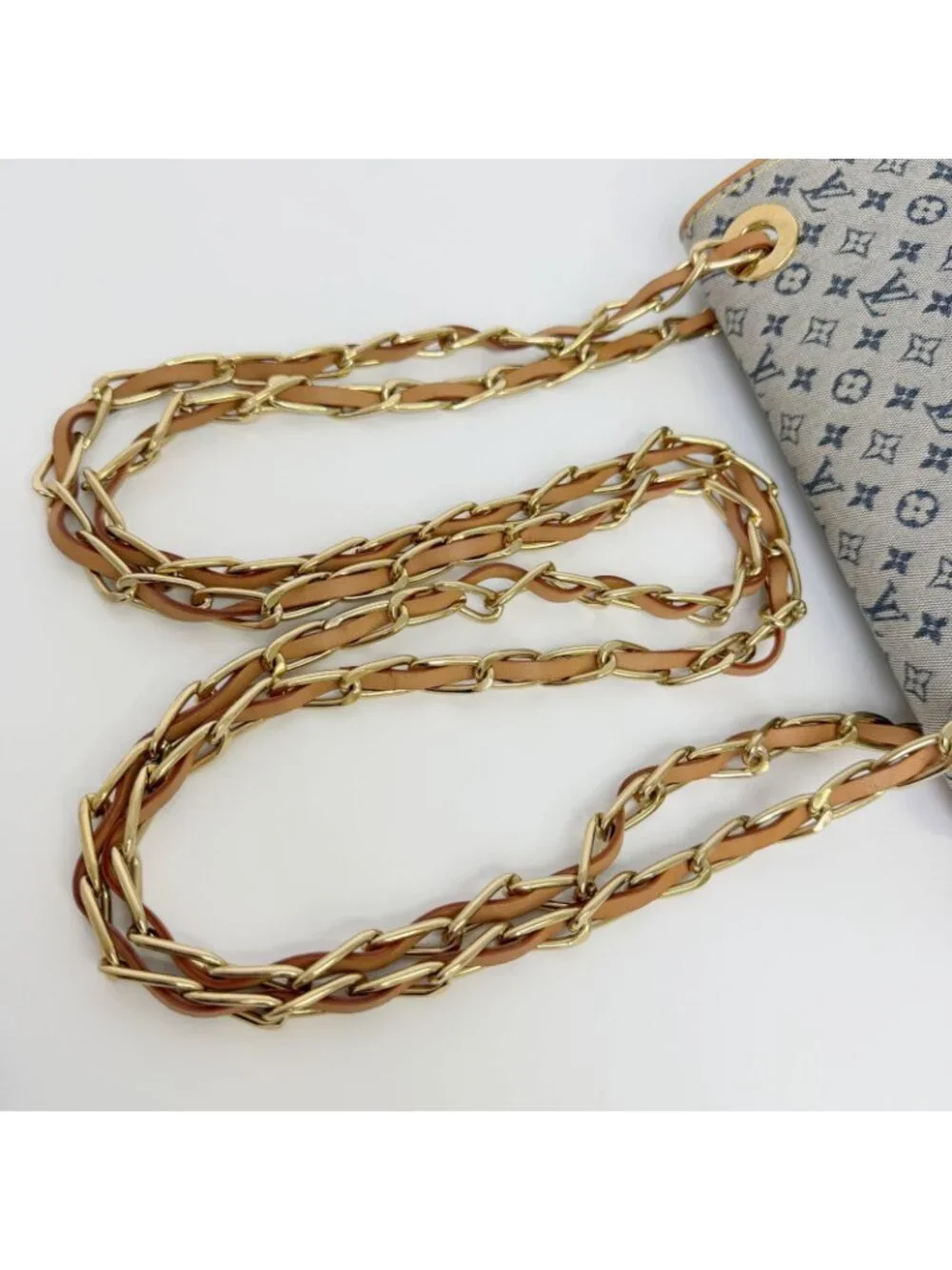 Louis Vuitton Monogram Mini Camille Shoulder Bag Canvas Leather Gray Beige
